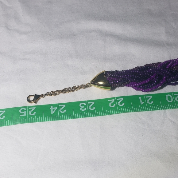 Purple multi stran beaded necklace. - Picture 8 of 11